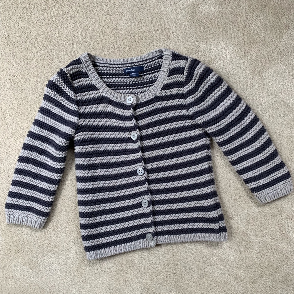 baby gap 100% cotton striped cardigan 12-18 months
